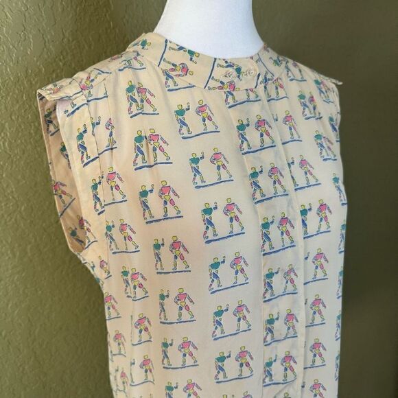 Chloe Size EU 38 The Human Life Sleeveless Tan Blouse Top Shirt Mock Neck Rare - Picture 2 of 6